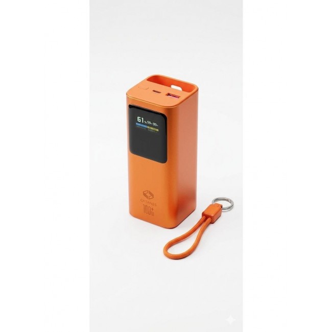 CATANES 20000mAh 100W Super Fast Charging Power Bank with Smart Digital Display and Built-in Type-C Cable - Orange
