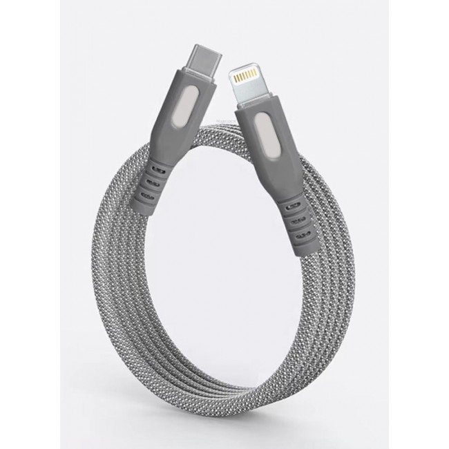 CATANES Magnetic USB-C to Lightning Fast Charging Cable (1M) - PD 18W, Snap-On Design, MFi-Certified, Nylon-Braided - Light Grey