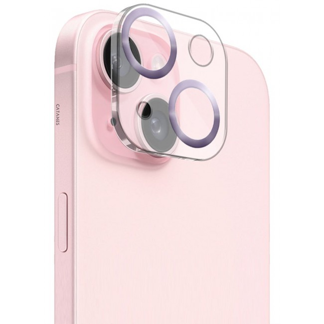 CATANES Camera Lens Protector for Apple iPhone 15 Plus Tempered Glass 9H Hardness Ultra HD Anti-Scratch Easy to Install Case Friendly Full Coverage Guard Light Purple