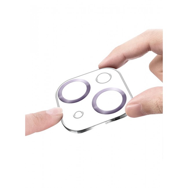 CATANES Camera Lens Protector for Apple iPhone 15 Plus Tempered Glass 9H Hardness Ultra HD Anti-Scratch Easy to Install Case Friendly Full Coverage Guard Light Purple