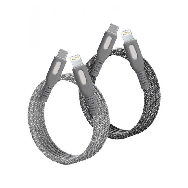 CATANES 2Packs Magnetic USB-C to Lightning Fast Charging Cable (1M) - PD 18W, Snap-On Design, MFi-Certified, Nylon-Braided - Dark and Light Grey