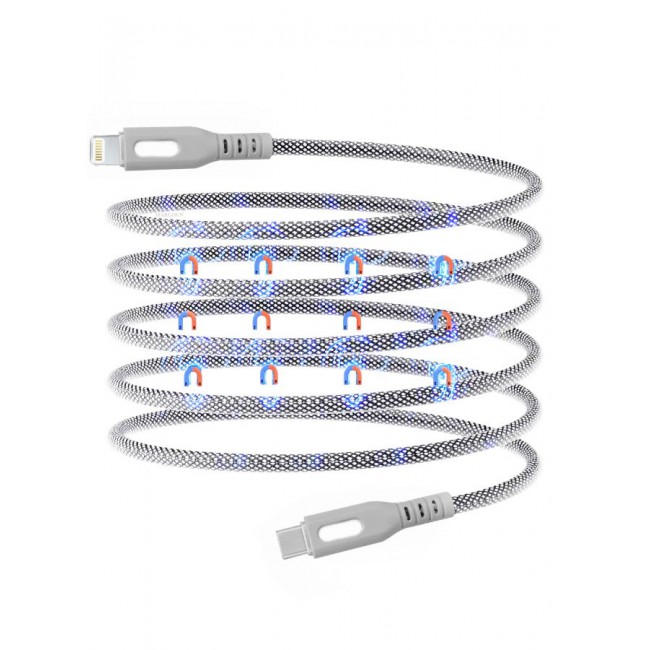 CATANES 2Packs Magnetic USB-C to Lightning Fast Charging Cable (1M) - PD 18W, Snap-On Design, MFi-Certified, Nylon-Braided - Dark and Light Grey
