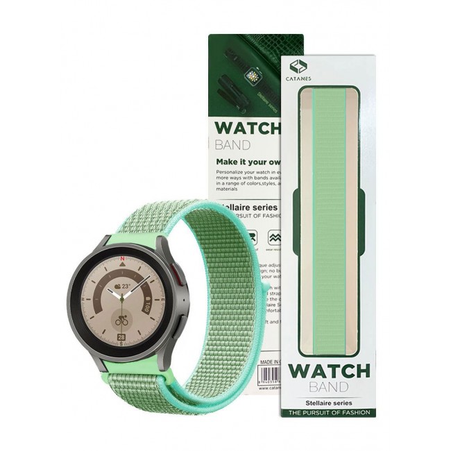 CATANES Samsung Galaxy Watch 5 Band Galaxy Watch 5 Pro Band Nylon Loop Strap 20mm Smart Watch Sport Wristband Compatible with Galaxy Watch5 (44mm/40mm) Galaxy Watch5 Pro (45mm) Mint Green