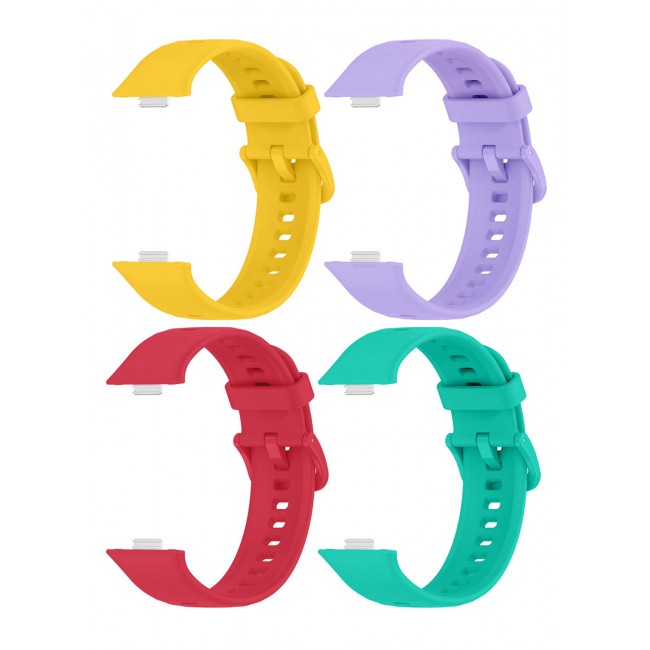 CATANES 4Packs Wristband for Huawei Watch Fit 3/Fit 4/Fit 4 Pro Bands, Silicone Bracelet Quick Release Arm Band, Replacement Smartwatch Band Quick Release Sport Straps - 4 Colours