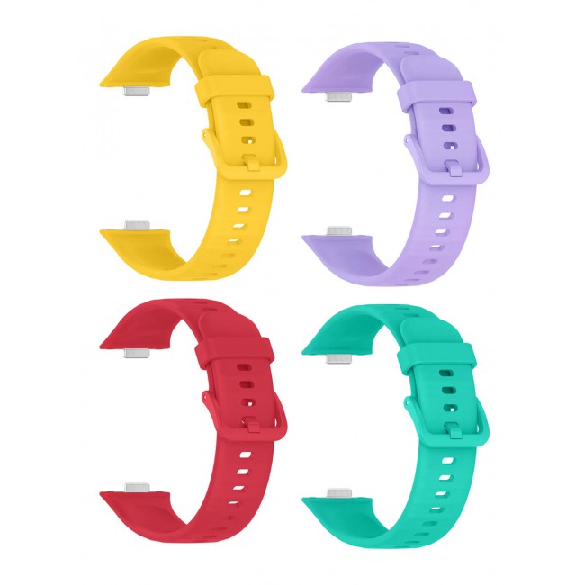 CATANES 4Packs Wristband for Huawei Watch Fit 3/Fit 4/Fit 4 Pro Bands, Silicone Bracelet Quick Release Arm Band, Replacement Smartwatch Band Quick Release Sport Straps - 4 Colours