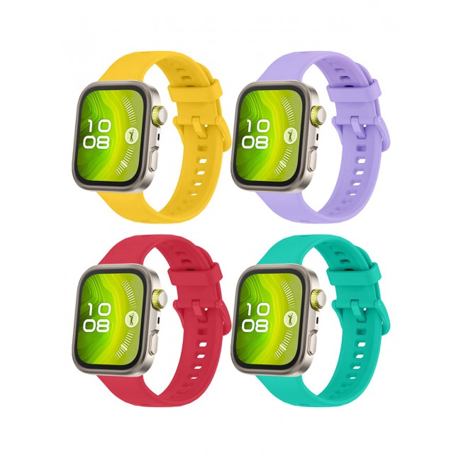 CATANES 4Packs Wristband for Huawei Watch Fit 3/Fit 4/Fit 4 Pro Bands, Silicone Bracelet Quick Release Arm Band, Replacement Smartwatch Band Quick Release Sport Straps - 4 Colours