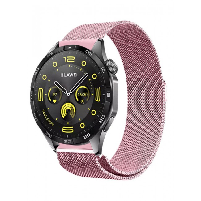 CATANES (for Huawei GT4 22mm) Milanese Strap, Adjustable Stainless Steel Band Men and Women Mesh Loop Magnetic Clasp Replacement Band Rose Gold