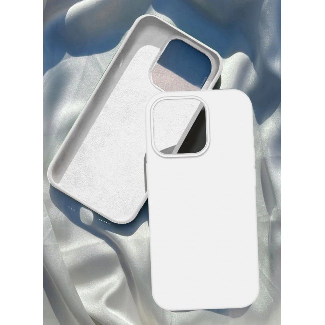 CATANES iPhone 14 Pro Case Silicone Case Full Body Protective Cover Shockproof Slim Phone Case Anti-Scratch Soft Microfiber Lining White