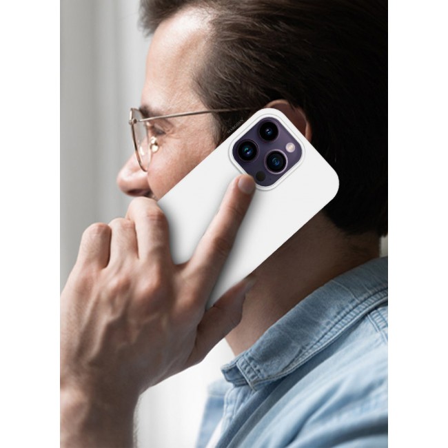 CATANES iPhone 14 Pro Case Silicone Case Full Body Protective Cover Shockproof Slim Phone Case Anti-Scratch Soft Microfiber Lining White
