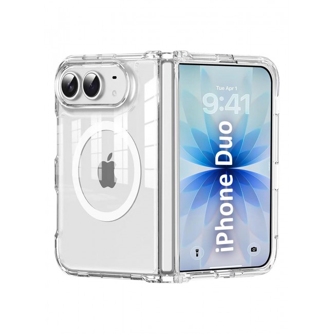 CATANES For iPhone Duo Case 2026 Transparent Magnetic TPU Shield, MagSafe Compatible, Anti-Drop Bumper - Clear