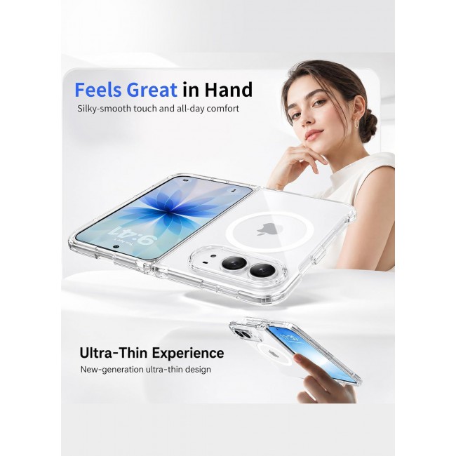 CATANES For iPhone Duo Case 2026 Transparent Magnetic TPU Shield, MagSafe Compatible, Anti-Drop Bumper - Clear