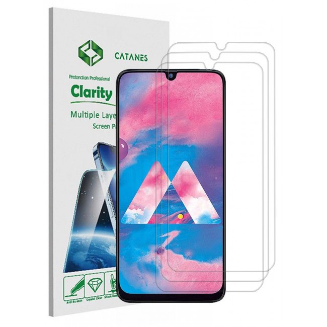 CATANES 3 Pack For Samsung Galaxy A30 Screen Protector Tempered Glass Full Glue Back