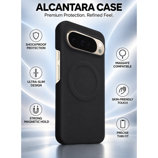 CATANES Premium Alcantara Case for Google Pixel 10 Pro XL Magnetic Shockproof Slim Cover - Black