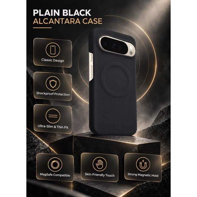 CATANES Premium Alcantara Case for Google Pixel 10 Pro XL Magnetic Shockproof Slim Cover - Black