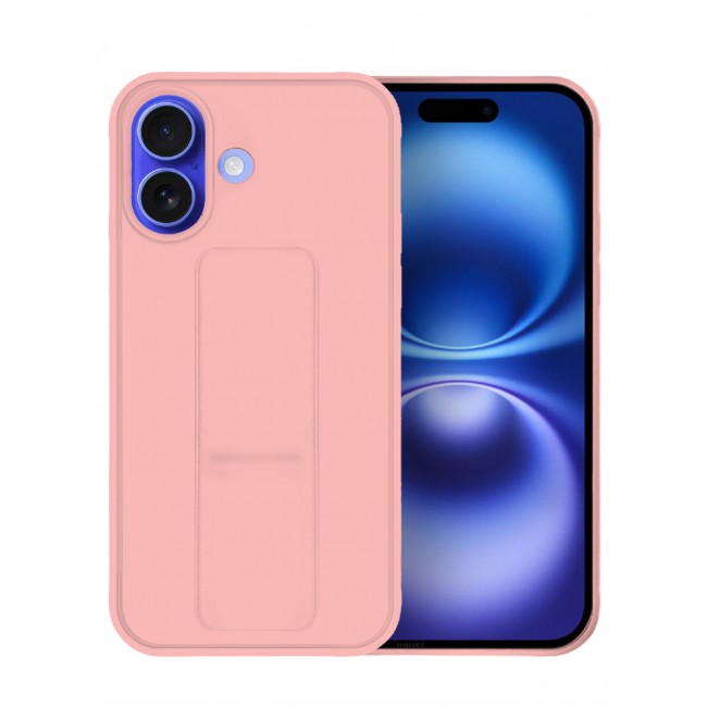 CATANES (for Apple iPhone 16 Plus) Case Premium PU Leather Back Cover with Stand Function Shockproof and Anti Scratch Finger Grip Case Cover / Pink