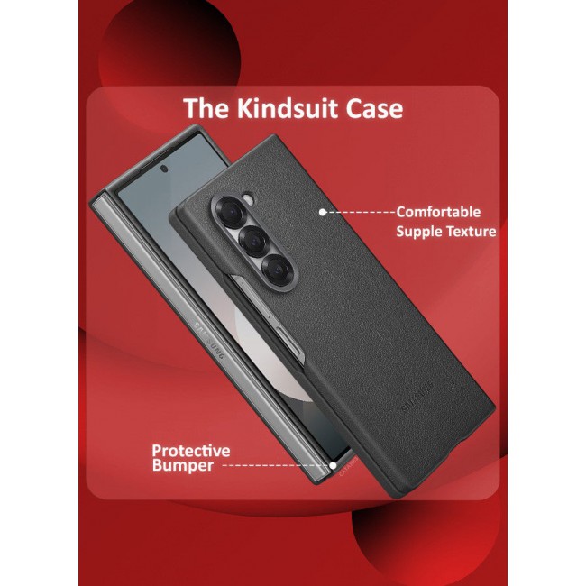 CATANES (for Samsung Galaxy Z Fold 6) Case Cover Kindsuit Leather Case Slim and sleek silhouette / Grey