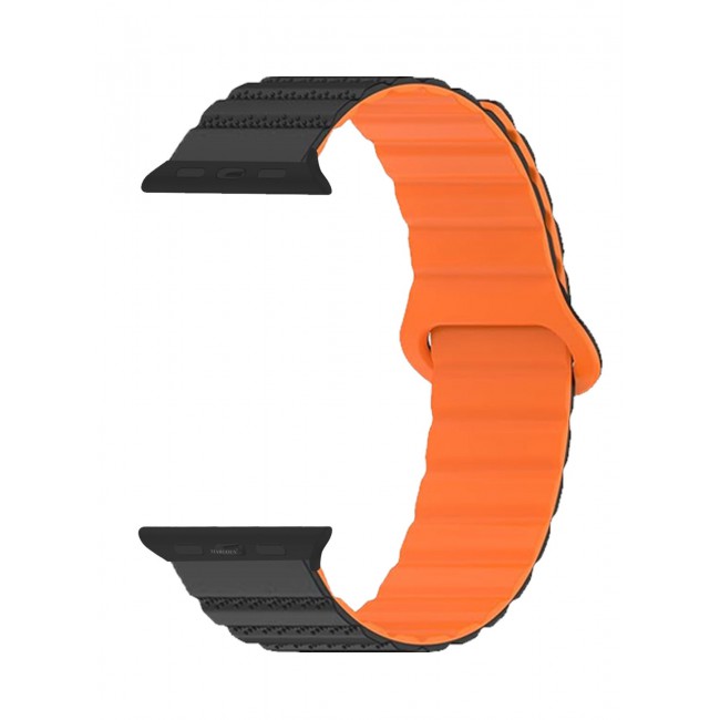 CATANES Sport Magnetic Watch Band, Compatible with Apple Watch 44mm 45mm 49mm, 42mm(Series 1-3 Case) Silicone Strap for iWatch Series 9/8/7/6/SE/Ultra - Black Orange