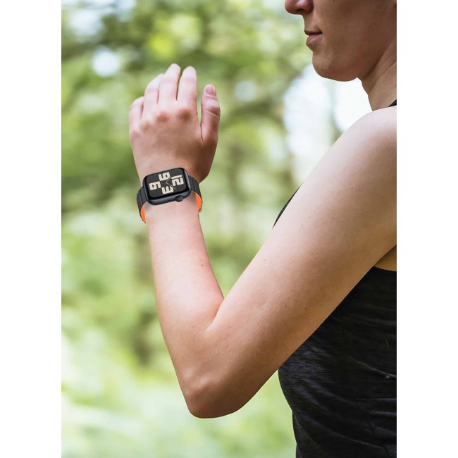 CATANES Sport Magnetic Watch Band, Compatible with Apple Watch 44mm 45mm 49mm, 42mm(Series 1-3 Case) Silicone Strap for iWatch Series 9/8/7/6/SE/Ultra - Black Orange
