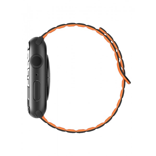 CATANES Sport Magnetic Watch Band, Compatible with Apple Watch 44mm 45mm 49mm, 42mm(Series 1-3 Case) Silicone Strap for iWatch Series 9/8/7/6/SE/Ultra - Black Orange