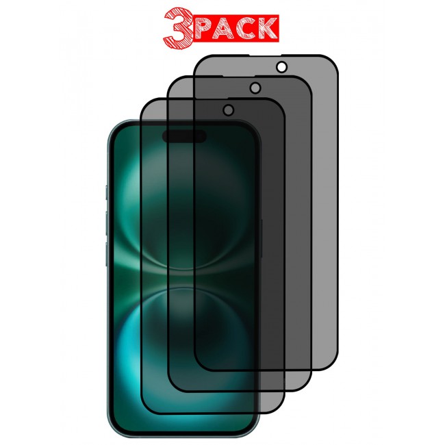 CATANES ( for iPhone 16 ) 3 Pack, Privacy Screen Protector, Anti Spy Private Tempered Glass Film, Case Friendly 9H Hardness Screen Protector