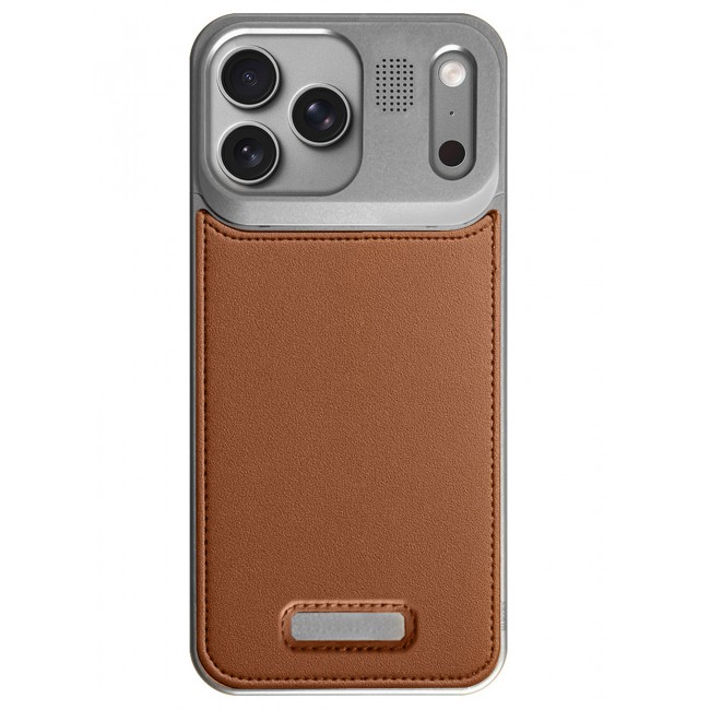 CATANES Leather Aluminum Alloy Metal Case for iPhone 17 Pro Max - with Aromatherapy and MagSafe - Silver Brown