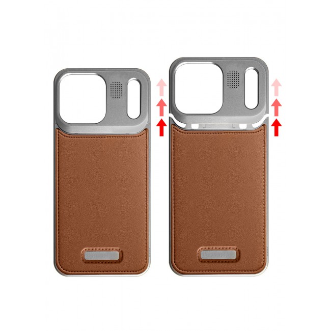CATANES Leather Aluminum Alloy Metal Case for iPhone 17 Pro Max - with Aromatherapy and MagSafe - Silver Brown
