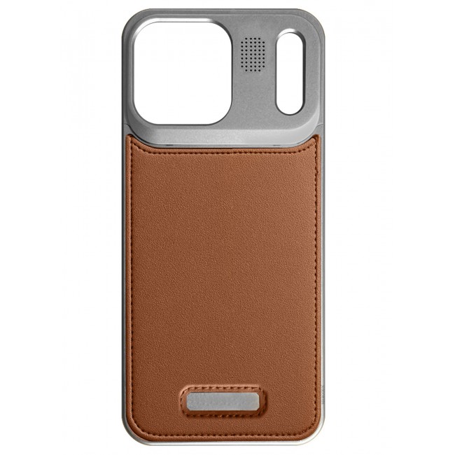 CATANES Leather Aluminum Alloy Metal Case for iPhone 17 Pro Max - with Aromatherapy and MagSafe - Silver Brown
