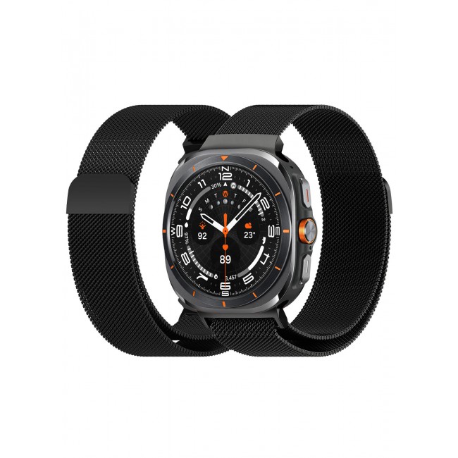 CATANES (for Samsung Galaxy Watch 7 Ultra) Milanese Loop, Metal Mesh Adjustable Strap, Magnetic Clasp Mesh Bands Stainless Steel Metal Connector Black