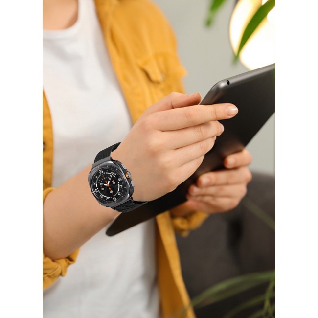 CATANES (for Samsung Galaxy Watch 7 Ultra) Milanese Loop, Metal Mesh Adjustable Strap, Magnetic Clasp Mesh Bands Stainless Steel Metal Connector Black