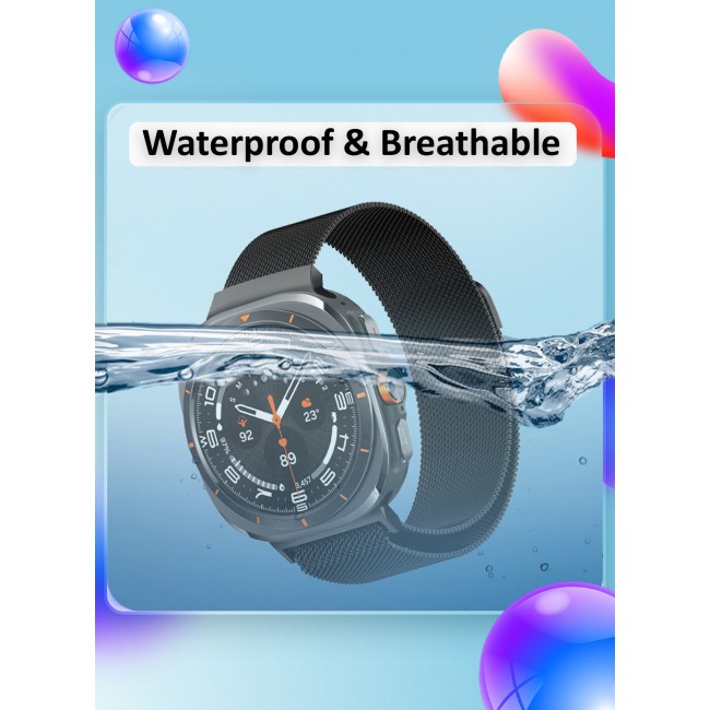 CATANES (for Samsung Galaxy Watch 7 Ultra) Milanese Loop, Metal Mesh Adjustable Strap, Magnetic Clasp Mesh Bands Stainless Steel Metal Connector Black
