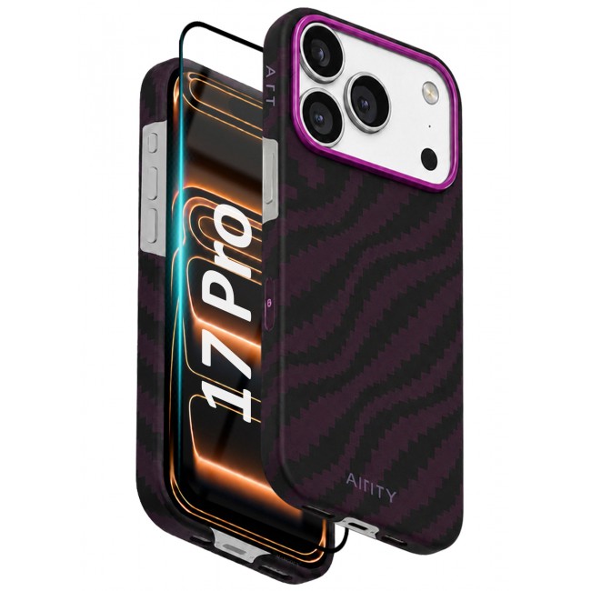 AIRITY 2 PACK Bamboo Fiber Protective Case for iPhone 17/18 Pro Magsafe Ultra Durable, Lightweight & Premium Design Purple