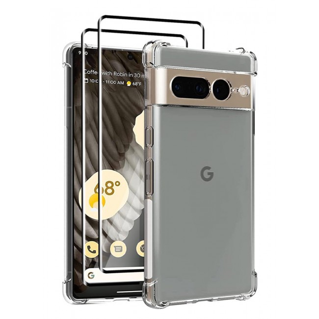 CATANES 3 Packs For Google Pixel 7 Pro TPU Case and 2 Screen Protectors Clear Transparent Shockproof Protective Phone Case Scratch Resistant Reinforced Corners Cover