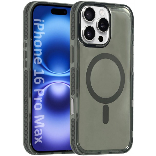 CATANES (for iPhone 16 Pro Max) Hard PC Magsafe Case Cover Polycarbonate Magnetic Strong Shockproof Protective Case Cover Transparent - Grey Color