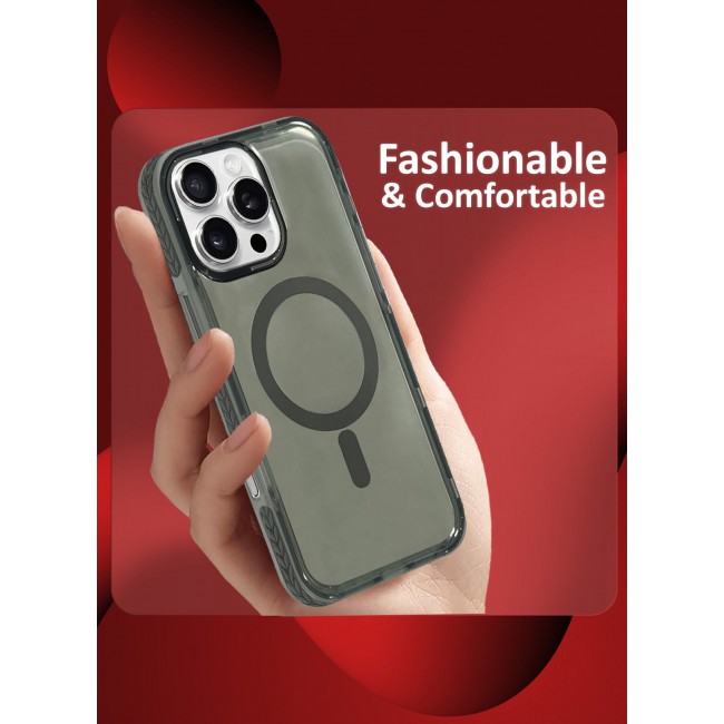 CATANES (for iPhone 16 Pro Max) Hard PC Magsafe Case Cover Polycarbonate Magnetic Strong Shockproof Protective Case Cover Transparent - Grey Color
