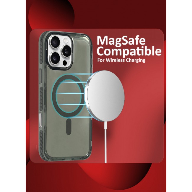 CATANES (for iPhone 16 Pro Max) Hard PC Magsafe Case Cover Polycarbonate Magnetic Strong Shockproof Protective Case Cover Transparent - Grey Color