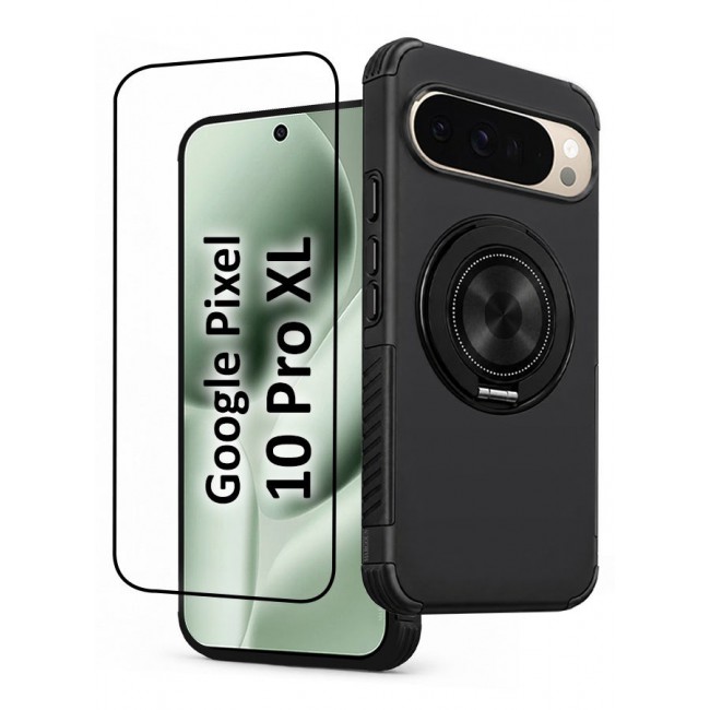 CATANES 2 Pack Magnetic Kickstand Rugged Armor Case for Google Pixel 10 Pro XL - MagSafe Compatible Heavy Duty Cover - Black