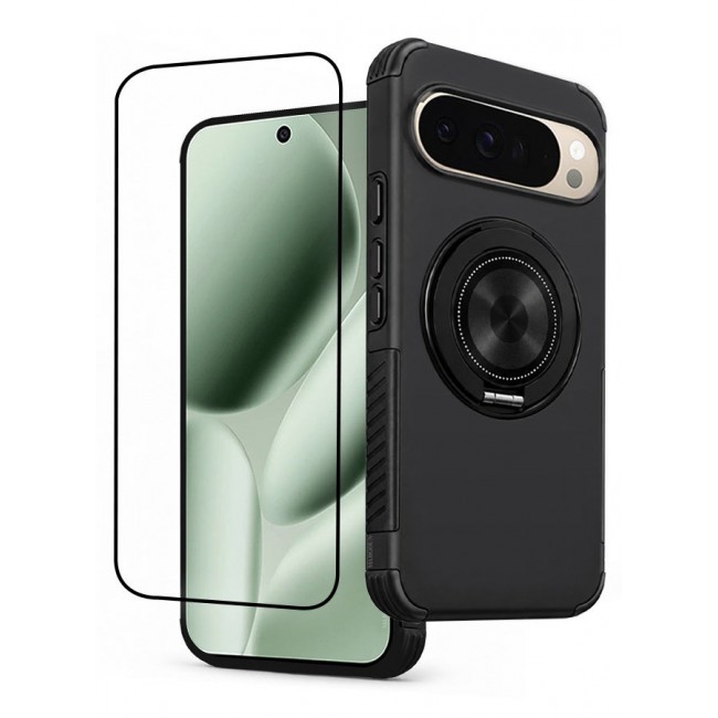 CATANES 2 Pack Magnetic Kickstand Rugged Armor Case for Google Pixel 10 Pro XL - MagSafe Compatible Heavy Duty Cover - Black