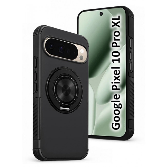 CATANES 2 Pack Magnetic Kickstand Rugged Armor Case for Google Pixel 10 Pro XL - MagSafe Compatible Heavy Duty Cover - Black