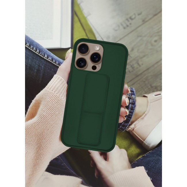 CATANES ( for iPhone 16 Pro Max ) Case Premium PU Leather Case with Stand Function Shockproof and Anti Scratch Finger Grip Case Cover / Green