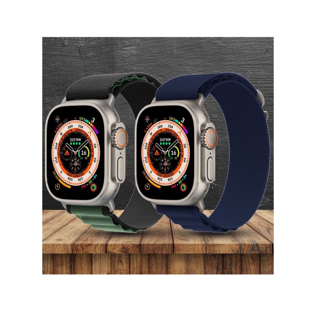 CATANES 2 Pack For Apple Watch Band 49mm 45mm 44mm 42mm Alpine Loop Band Women Men Adjustable with Metal G-Hook Strap for iWatch Ultra Series SE 8/7/6/5/4/3/2/1 Dark Blue/Black Green