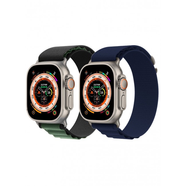 CATANES 2 Pack For Apple Watch Band 49mm 45mm 44mm 42mm Alpine Loop Band Women Men Adjustable with Metal G-Hook Strap for iWatch Ultra Series SE 8/7/6/5/4/3/2/1 Dark Blue/Black Green