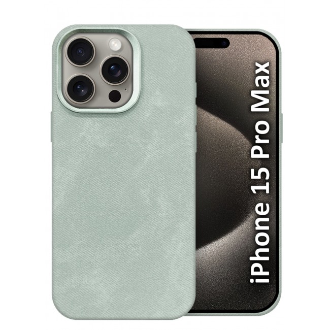 CATANES iPhone 15 Pro Max Alcantara Case Cover Premium Quality Luxurious Soft Touch Protection with Metal Camera Frame - Natural Titanium