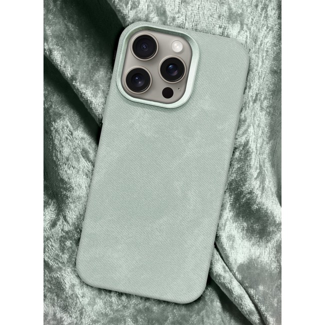 CATANES iPhone 15 Pro Max Alcantara Case Cover Premium Quality Luxurious Soft Touch Protection with Metal Camera Frame - Natural Titanium