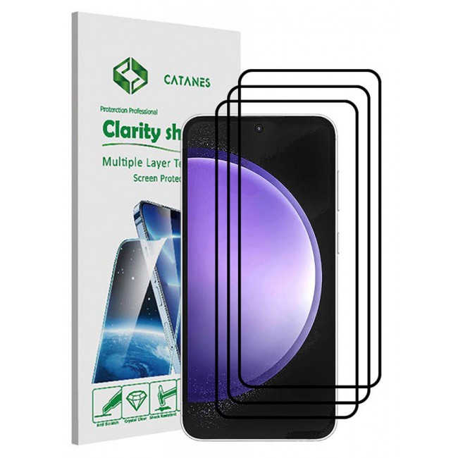 CATANES 3 Pack For Samsung Galaxy S23 FE Screen Protector 9H Hardness Scratch Resistance Screen Protector Touch Sensitive Case Friendly Tempered Glass Film