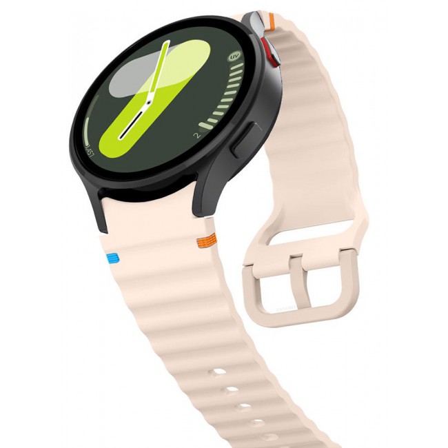 CATANES (for Samsung Galaxy Watch 7 / Samsung Galaxy Watch 6 ) Silicone Sport Band with Decorative Woven Line Durable and Sport Design for Men Women Light Pink