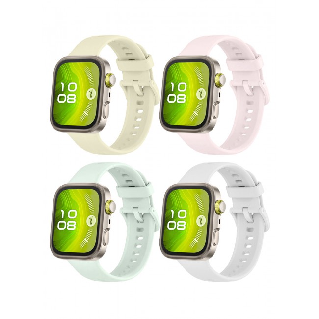 CATANES 4Packs Wristband for Huawei Watch Fit 3/Fit 4/Fit 4 Pro Bands, Silicone Bracelet Quick Release Arm Band, Replacement Smartwatch Band Quick Release Sport Straps - 4 Colours