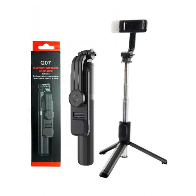 CATANES Q07 Bluetooth Integrated Selfie Stick Tripod - Extendable, Portable, with Detachable Fill Light and Remote for Smartphone Photography