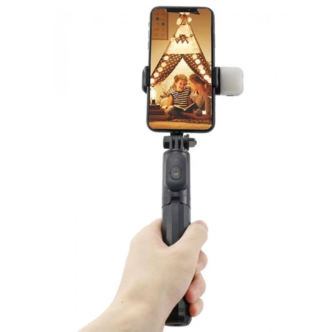 CATANES Q07 Bluetooth Integrated Selfie Stick Tripod - Extendable, Portable, with Detachable Fill Light and Remote for Smartphone Photography