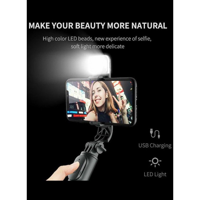 CATANES Q07 Bluetooth Integrated Selfie Stick Tripod - Extendable, Portable, with Detachable Fill Light and Remote for Smartphone Photography