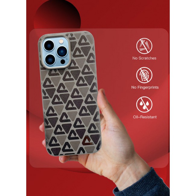 CATANES (for iPhone 13 Pro Max) 3 Pack Case and 2 Screen Protectors Leather Back Cover Triangle Pattern Shockproof Protective Phone Case Brown